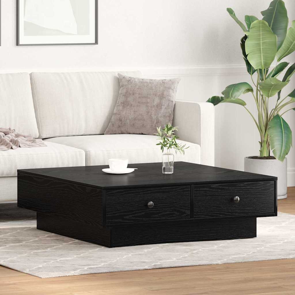 Coffee Table Black Oak Effect 90 x 90 x 28 cm Engineered Wood