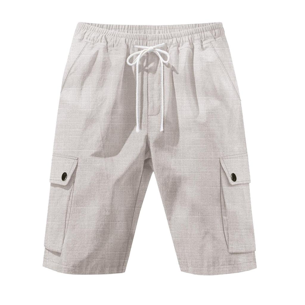 American Amekaji Outdoor Tactical Men's Bamboo Linen Casual Summer Beach Shorts