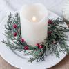 20cm Christmas Candlestick Wreath Handmade Red Berry Candle Wreaths  New Year