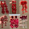 Monet Garden Super Fairy Fabric Flower Earrings Temperament Sweet Versatile Red Earrings Fashion Advanced Earrings Women