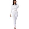 Casual Workout Two Piece Outfits for Women Long Sleeve Crop Top High Waisted Legging Pants Set Slim Fit Jogger Track Suits