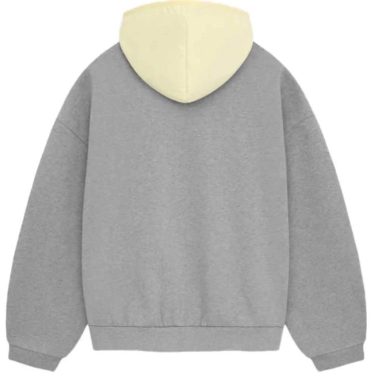 Fear of God Essentials Nylon Fleece Hoodie Dark Heather Oatmeal/Garden Yellow Men Tops Grey 202SP244311F