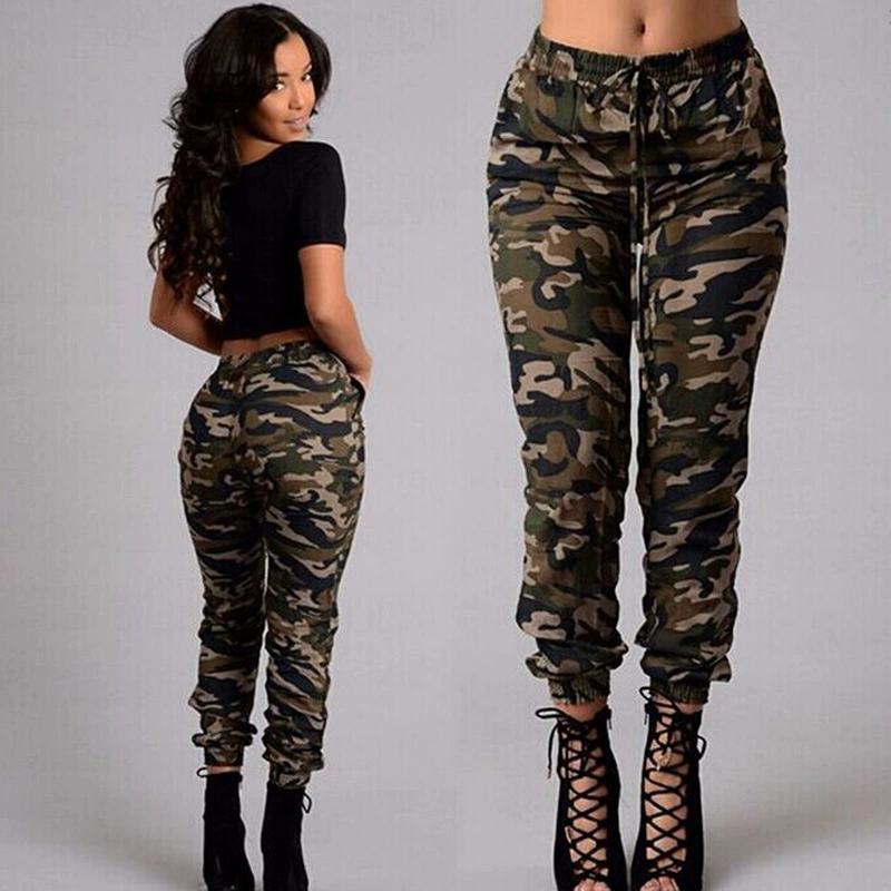 Pantaloni da Donna Mimetici Cargo Combat Elasticizzati Casual Sportivi Jogger