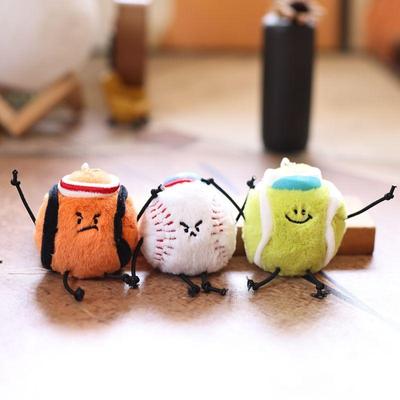 1 Piece Sports Series Soft Keyring Handbag Decoration Plush Sports Toy Balls Keychain Pendant For Children'S Gift