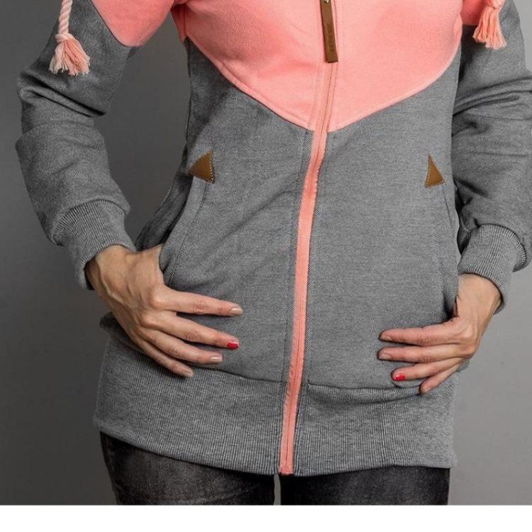 2021 Women Fashion Hooded Zipper Sweatshirt Jacket Coat Pink Blue Winter Autumn Spring Female Hoodies Sweat Polerones