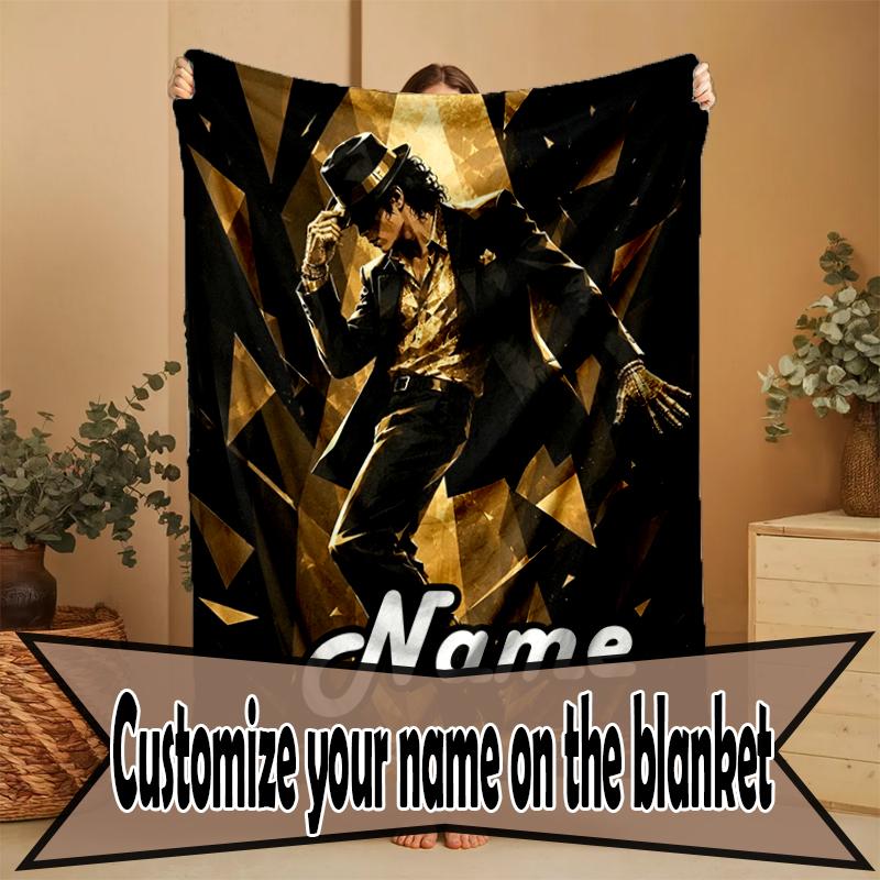 Custom Name Personalized Michael Jackson Print Blanket, Home Decor, Bedroom, Sofa, Camping, Couch, Gifts for Birthday Christmas