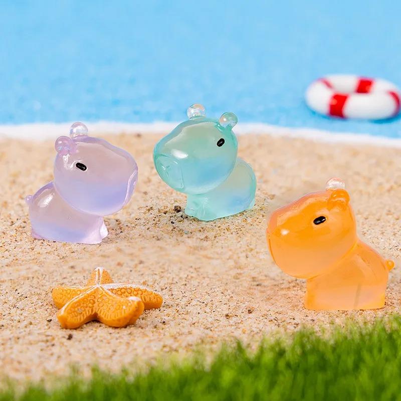 8 Stück leuchtende Capybara Mini-Harztiere Figuren, Schreibtisch Tischplatte Outdoor Basteldekoration Für Miniatur DIY Garten Zubehör