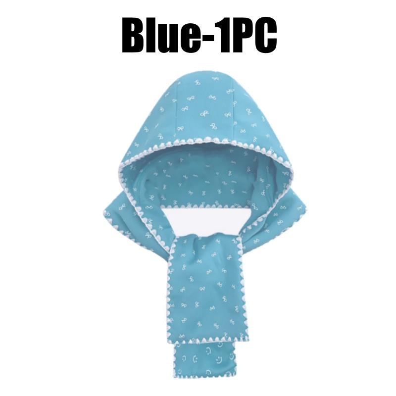 Korean Style Print Bow Hat Scarf Winter Warm Fleece Lined Cute Women Beanie Neck Warmer Integrated Fashion Accessory