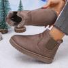 Fashion 2025 Winter Women Short Plush Warm Snow Boots Casual New Suede Fur Chelsea Ankle Boots Flats Platform Shoes Zapatos De Mujer