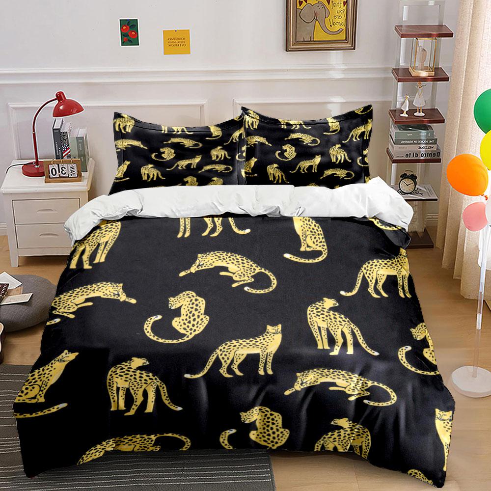 Leopard Pattern Three-Piece Set Multiple Sizes Kid'S And Adults' Bedroom Exquisite 3Pc Bedding Set, Gift