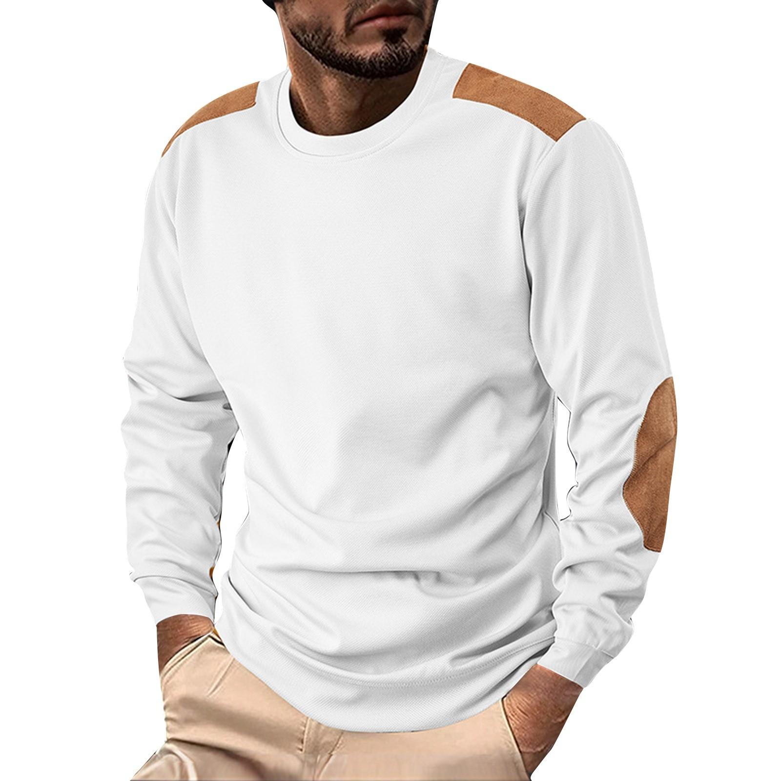 

Мужская однотонная толстовка с круглым вырезом, мужская спортивная повседневная толстовка большого размера XL белый