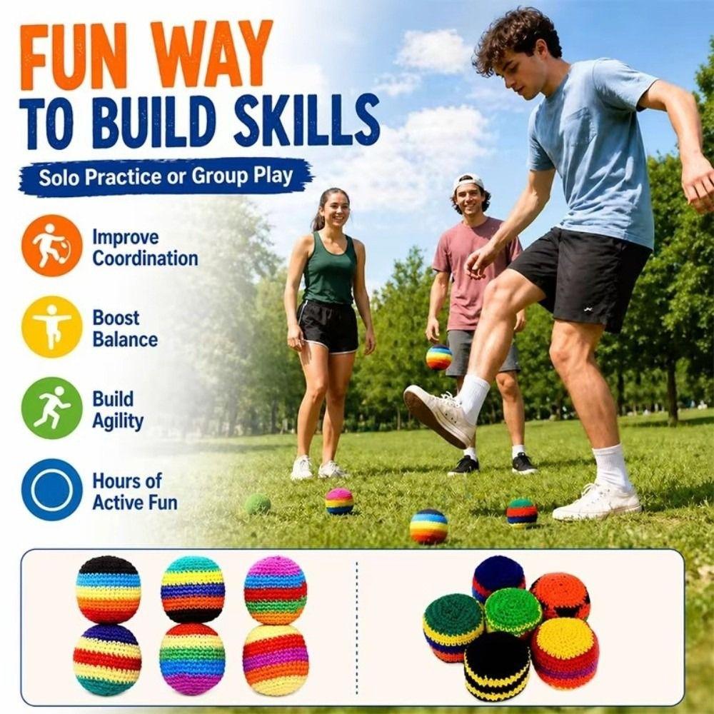 6/12/24Pcs Colorful Soft Juggling Balls Funny Knitted Sandbag Crochet Foot Bags  Group Playing