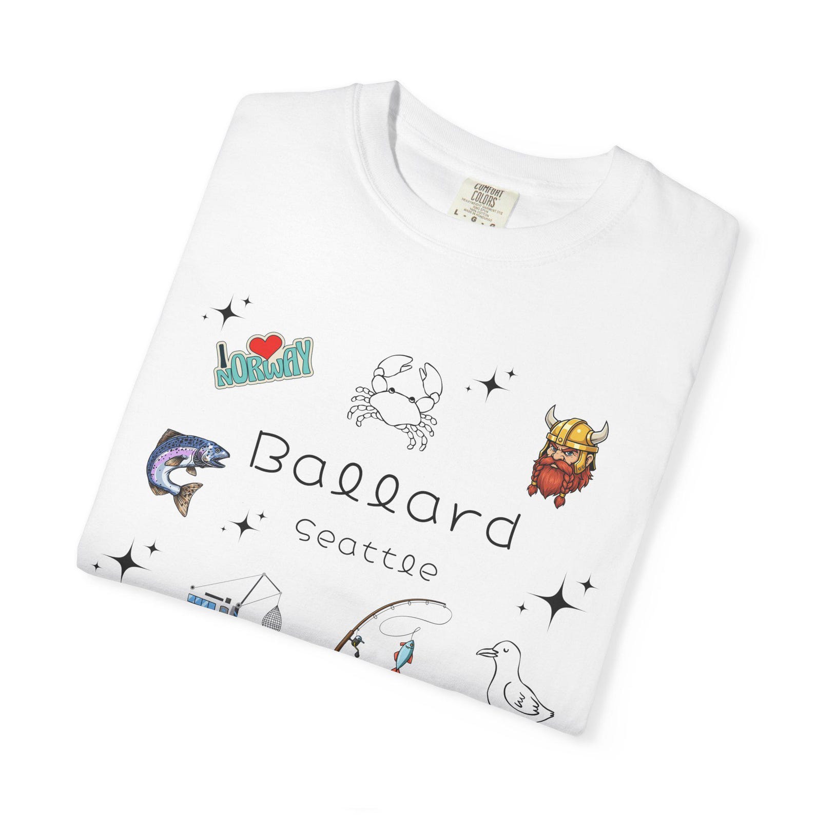 Fun Graphic Tee, Neighborhood T Shirt, Ballard Seattle Tee M