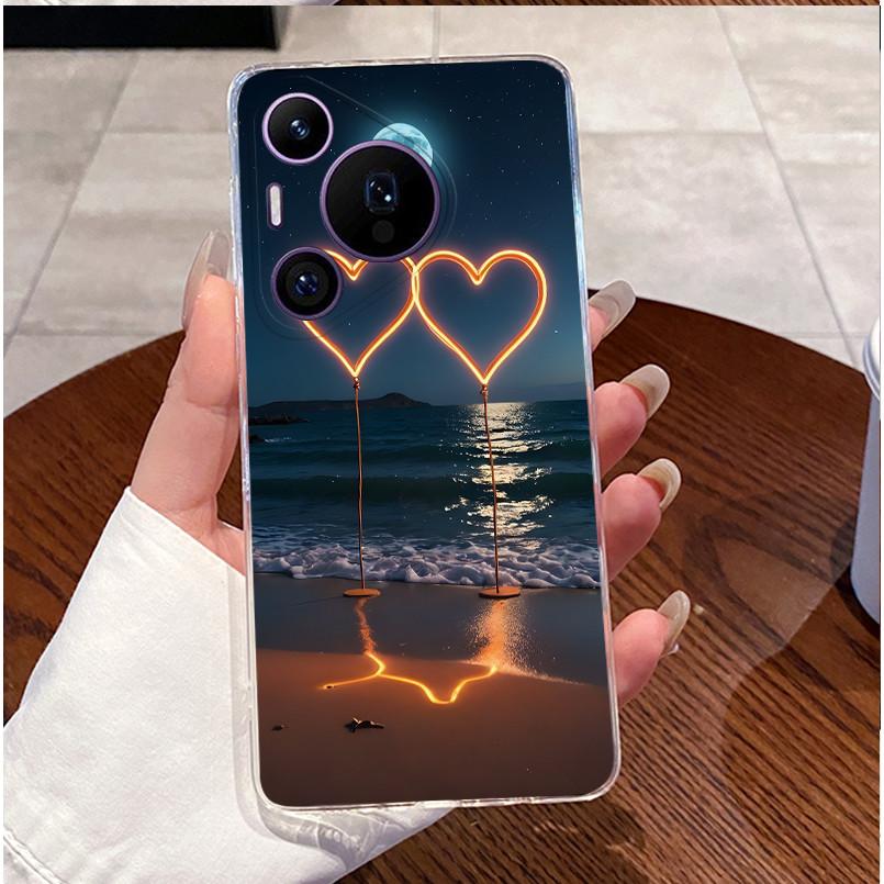 Back Cover For Huawei Pura70 Pura 70 Pro Plus Case Luxury Cute Love Rabbit Funny Pattern Clear Soft Slim TPU Silicone Phone Case
