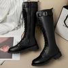 Fashion Autumn Winter 2024 Half High Boots for Women New In Mid Calf Shoes Woman Cosplay Fashion On Offer Comfortable and Elegant Hot Pu