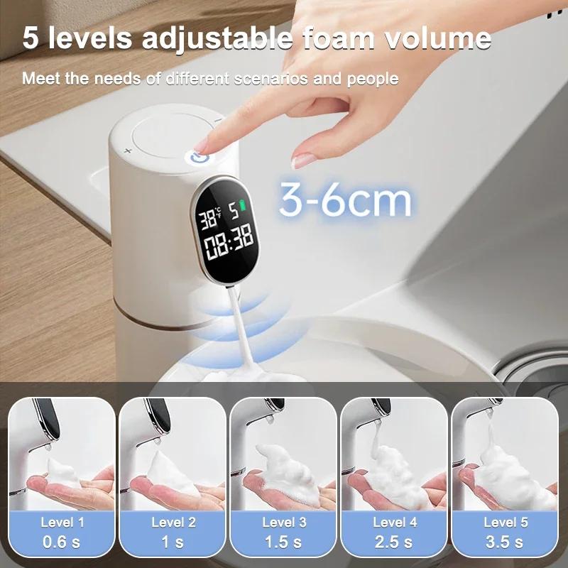 5 geared non-contact foam soap dispenser 320 ml intelligent temperature and time display automatic infrared sensor soap dispense
