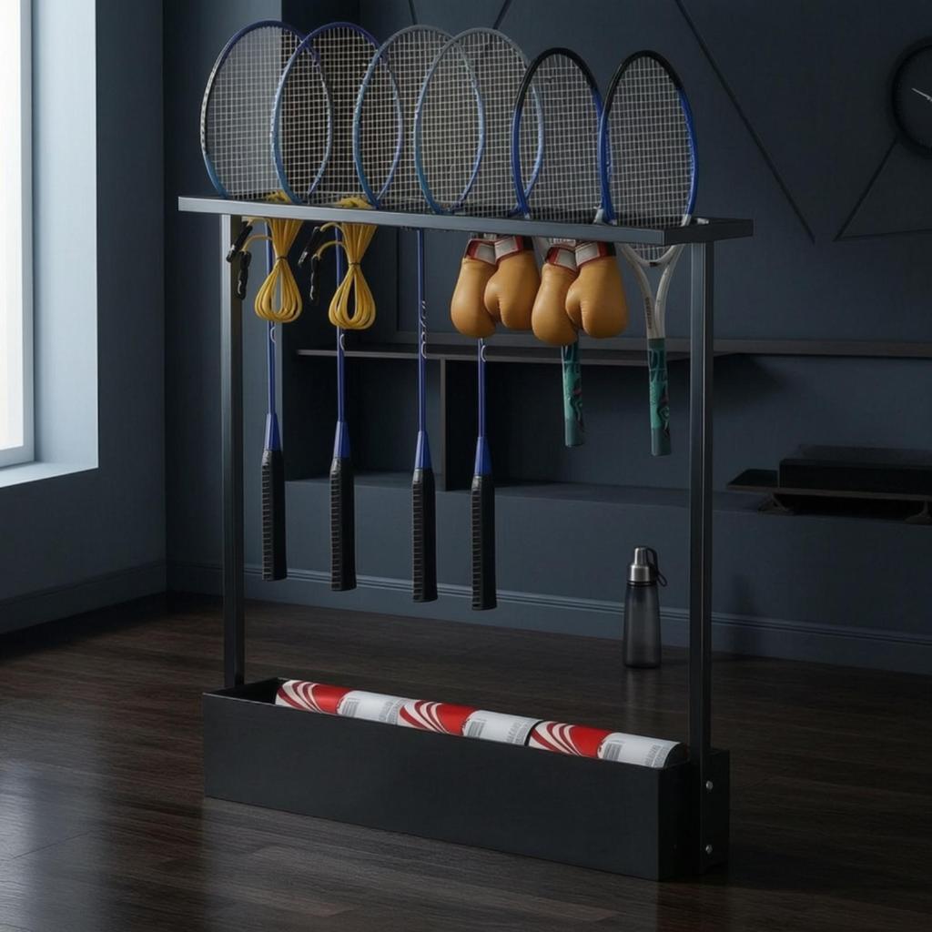 Racket Storage Rack Floor-Standing Stand Narrow for Home Gym, Entryway