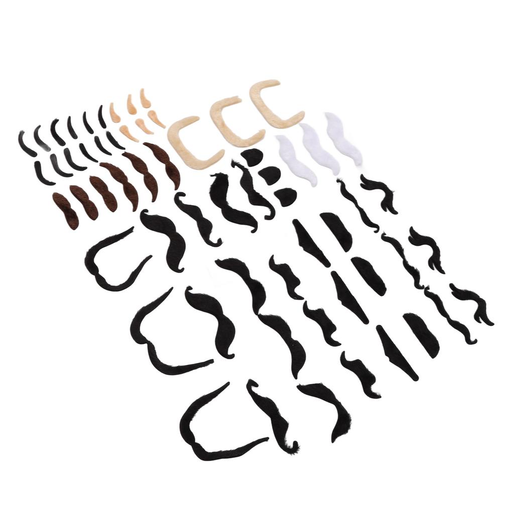 Conjunto Sobrancelha Barba Falsa Flanela Curta Sobrancelha e Bigode Artificiais com Adesivo nas Costas para Festa Temática