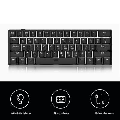 OUTEMU USB Wired 61key Mechanical Keyboard LED Backlit Supports Hot Swap  Blue Switch  Red Switch