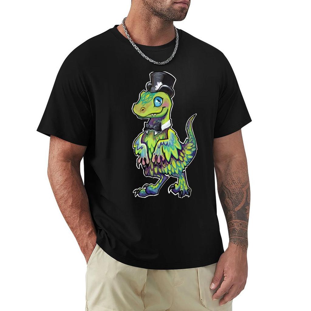 Dapper Feathered Raptor T-Shirt Tops Kawaii Clothes Tees Oversized T Shirt Men's T-shirts