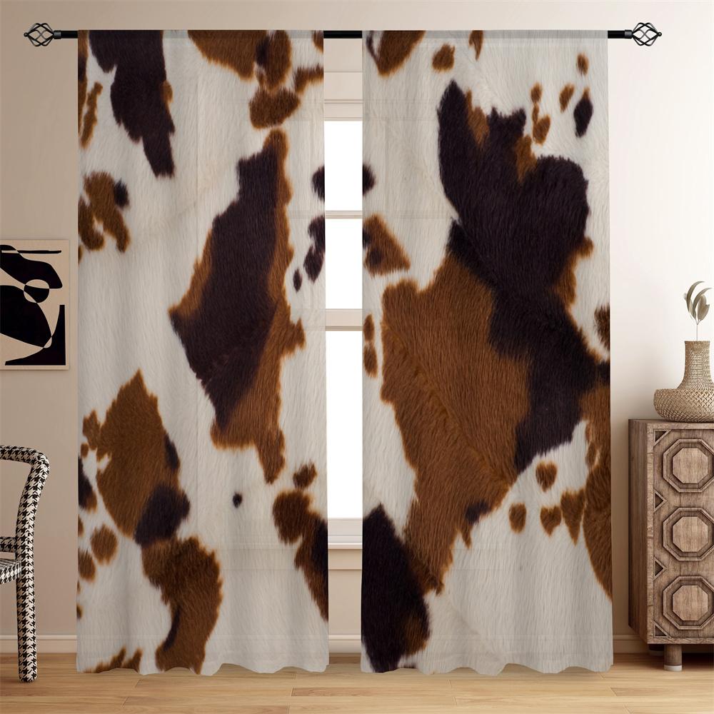Cow Print Farm Aniaml Western Cowboy Window Curtain Blinds For Living Room Kid's Bedroom Bathroom Kicthen Door Home Decor2Pcs