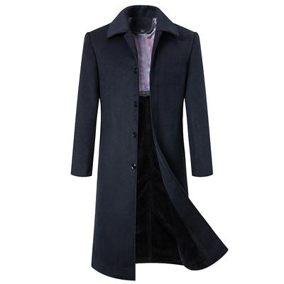Herbst- und Winter Herren Überknie Business Wollmantel Herren Mittelalterlicher Wollwollmantel mit Fleecefutter