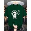Summer Men's Cotton Casual Loose Fit Music Themed Printed Comfortable Sports Round Neck Short Sleeved T-shirt Top