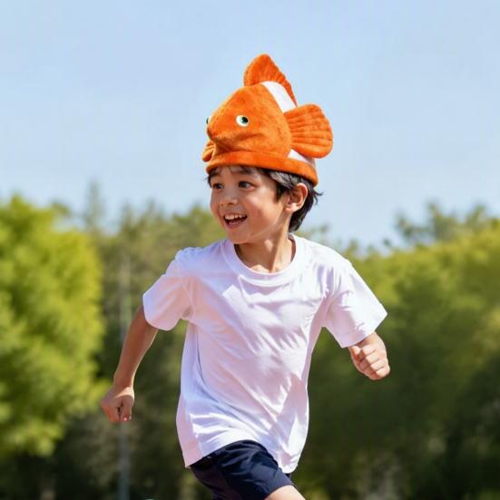Adults Animal Hat Plush Clown Fish Hat, Halloween Clownfish Costume for Kids Adults, Cosplay Headwear Stage Performance Dress-up Party