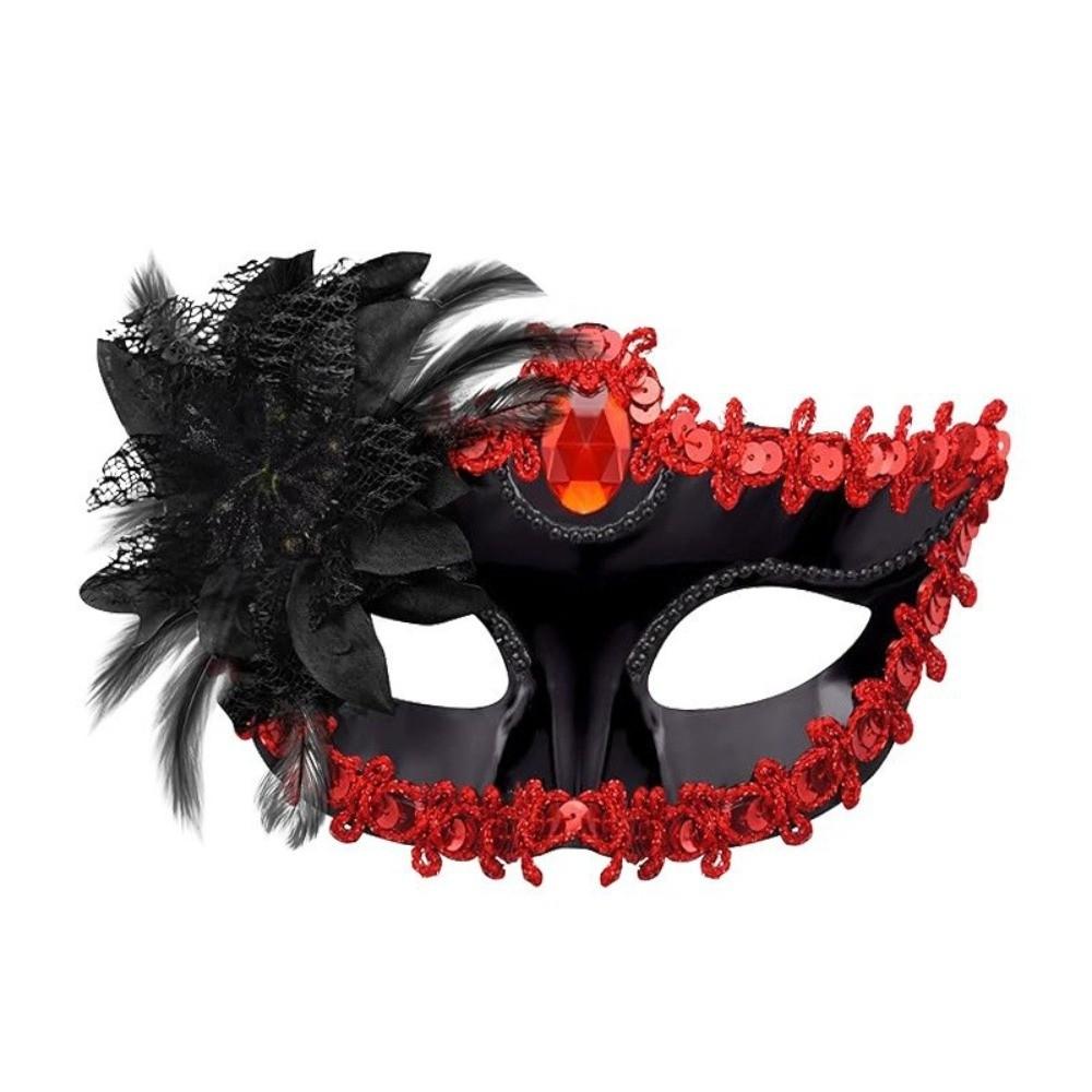 Rhinestone Embedded Mardi Gras Eyewear Half Face Cut Elegant Prom Headwear  Dance Lovers