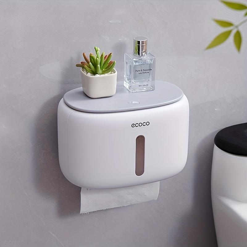 Super Practical Light-luxury Style Bathroom Toilet Paper Holder, Press-type Toilet Tissue Box, Storage Shelf with Pull-out Tissue Dispenser