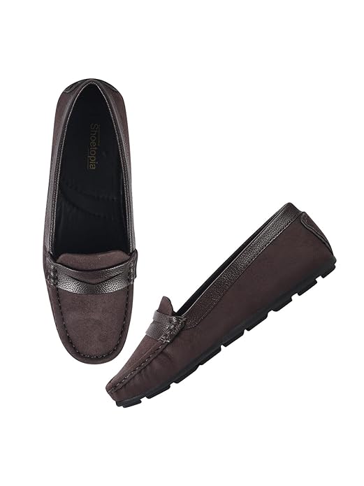 Shoetopia Upper Suede Detailed Loafers For Women & Girls