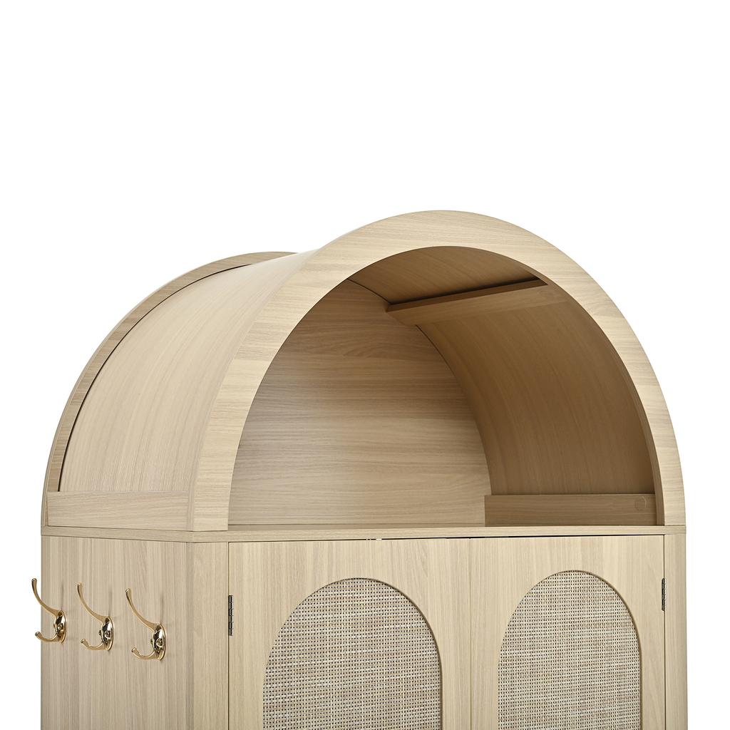 Credenza in intreccio di vimini stile ad arco, doppio cassetto, credenza vintage per soggiorno e camera da letto, armadio contenitore