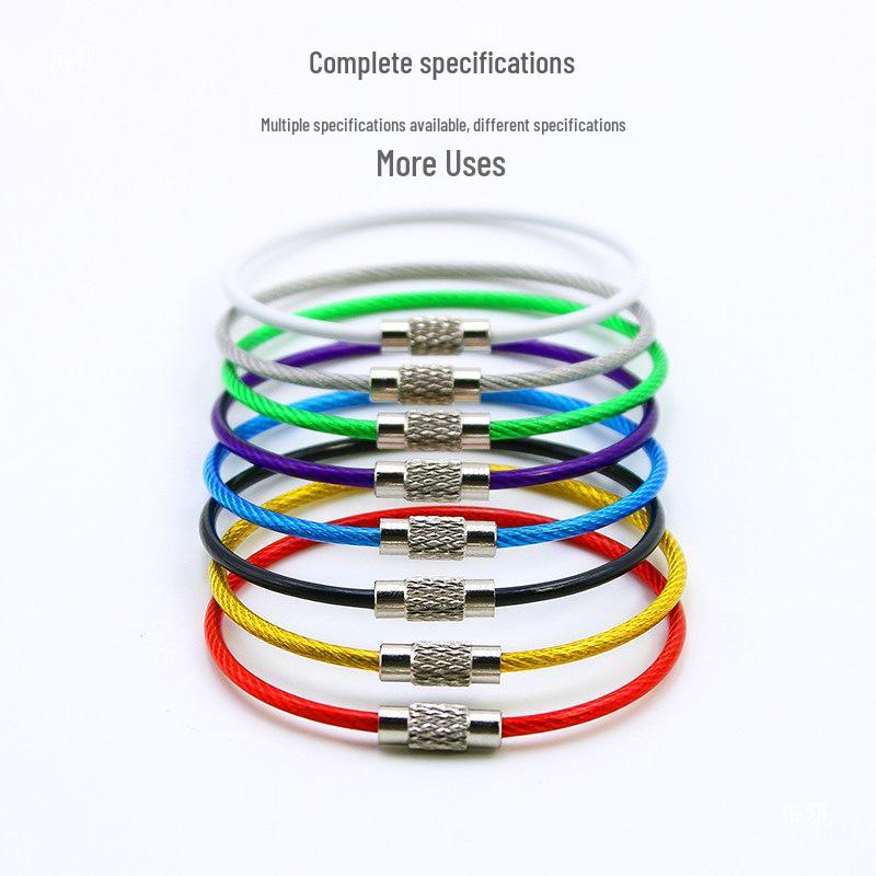 Plastic-Coated Stainless Steel Wire Keychain, Retractable Outdoor Accessory