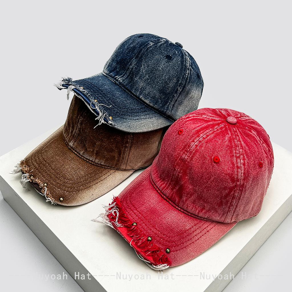Broken Style Rivet Gradient Color Baseball Hats Sunshade Personal New Men Women Versatile Retro Ins Fashion Peaked Caps Street