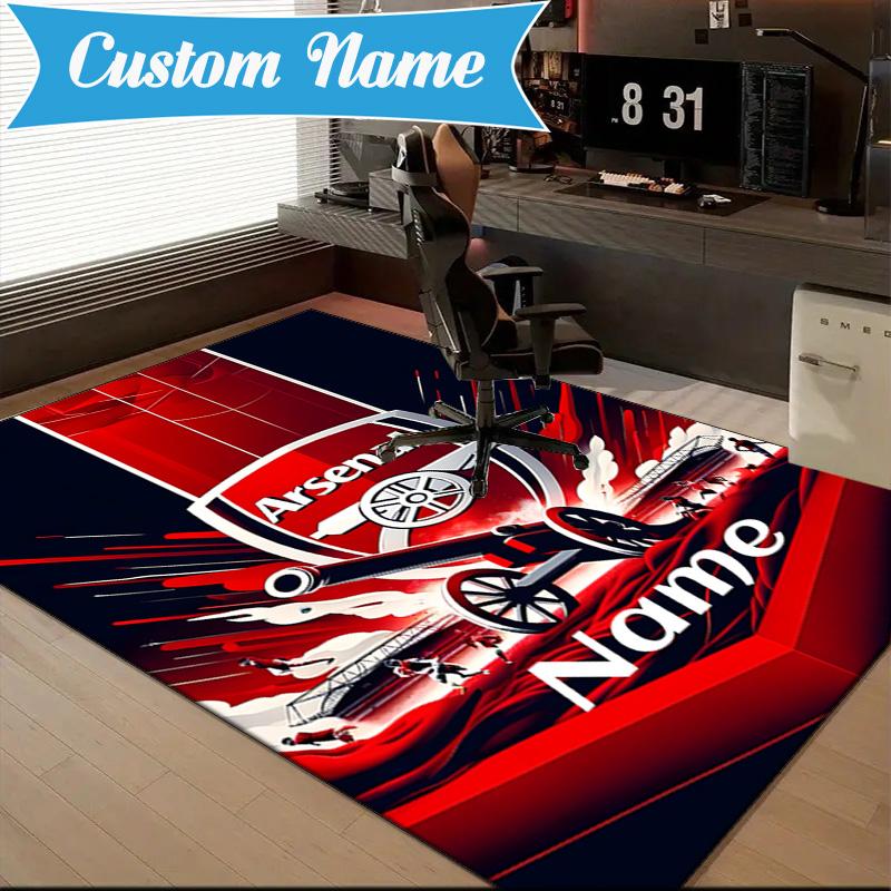 Custom Name Arse-nal Football Crest Rug Game Carpet, Floor Mat for Bedroom Living Room Entryway Rug, Home Decor Idea Gift for Christmas birthday