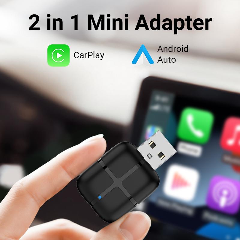 2in1 Mini Box Wireless CarPlay Android Auto Adapter Plug&Play WiFi Fast Connect Universal For Toyota NISSAN Kia VW SUBARU MAZDA