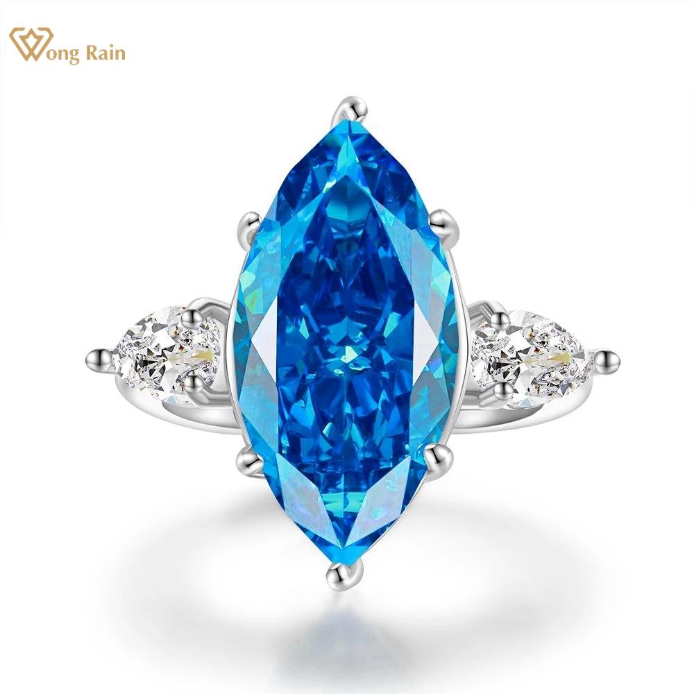 

Wong Rain Luxury 925 стерлингового серебра Маркиза Cut 9 * 18 MM AAAAA Цирконы Драгоценный камень Обручальное кольцо для женщин Изысканные ювелирные изделия US 5 синий