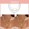 Shell Beaded Necklace Multilayer Heart Pearl Collar For Women Summer