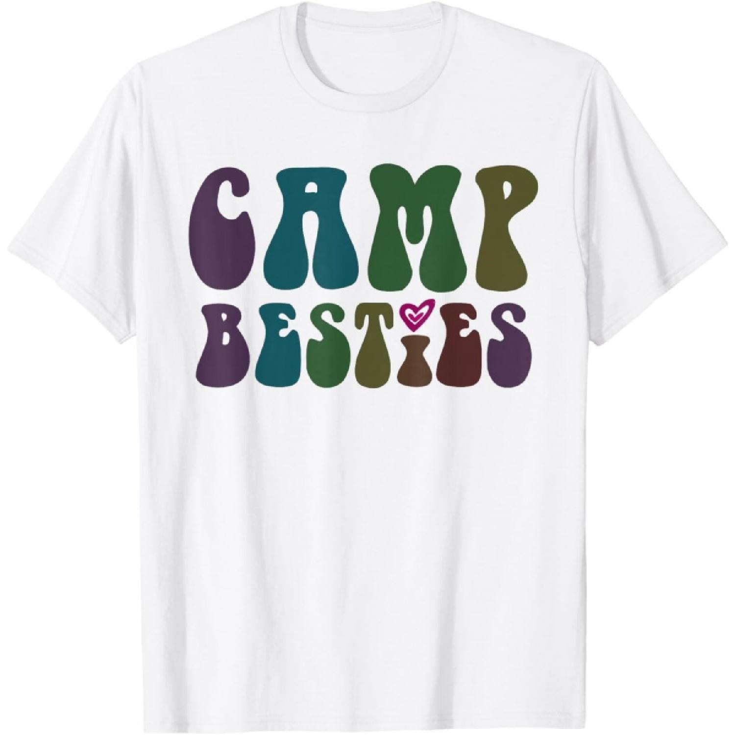 Groovy CAMP BESTIES BFF In-Tents Mode On Cruising Girls T-Shirt XXXXXL белый