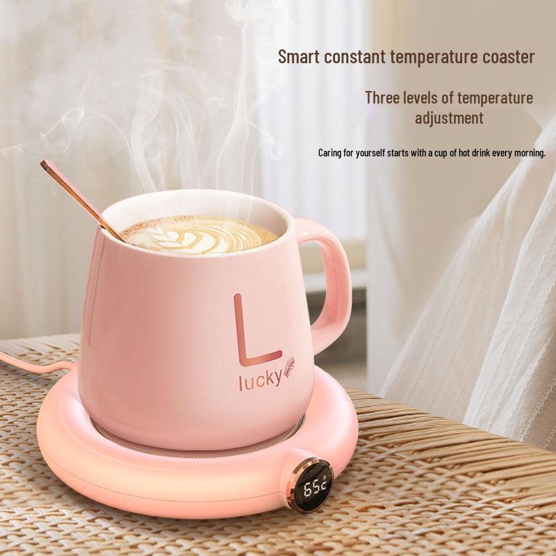 

Умный коврик для чашки с контролем температуры: Сохраняйте свой напиток теплым дома или в офисе розовый