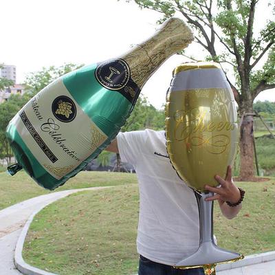Champagnefles Glas Folie Ballonnen Verjaardag Bruiloft Feestdecoratie