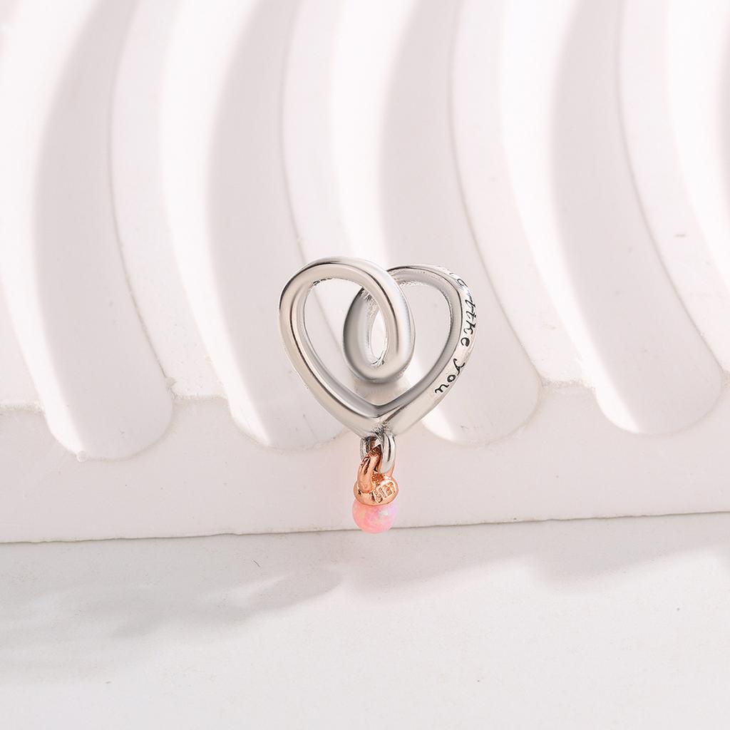 Panjia White Copper Silver-plated Pendant Pink Five-leaf Petals Gold Rose Beaded DIY Bracelet Accessories Fashion