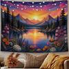 2D Flat, 1pc Horizontal Mountain Lake Tapestry Wall Hanging - Nature Landscape Wall Decor Suitable for Weddings, Birthdays, Themed Parties, Horizontal