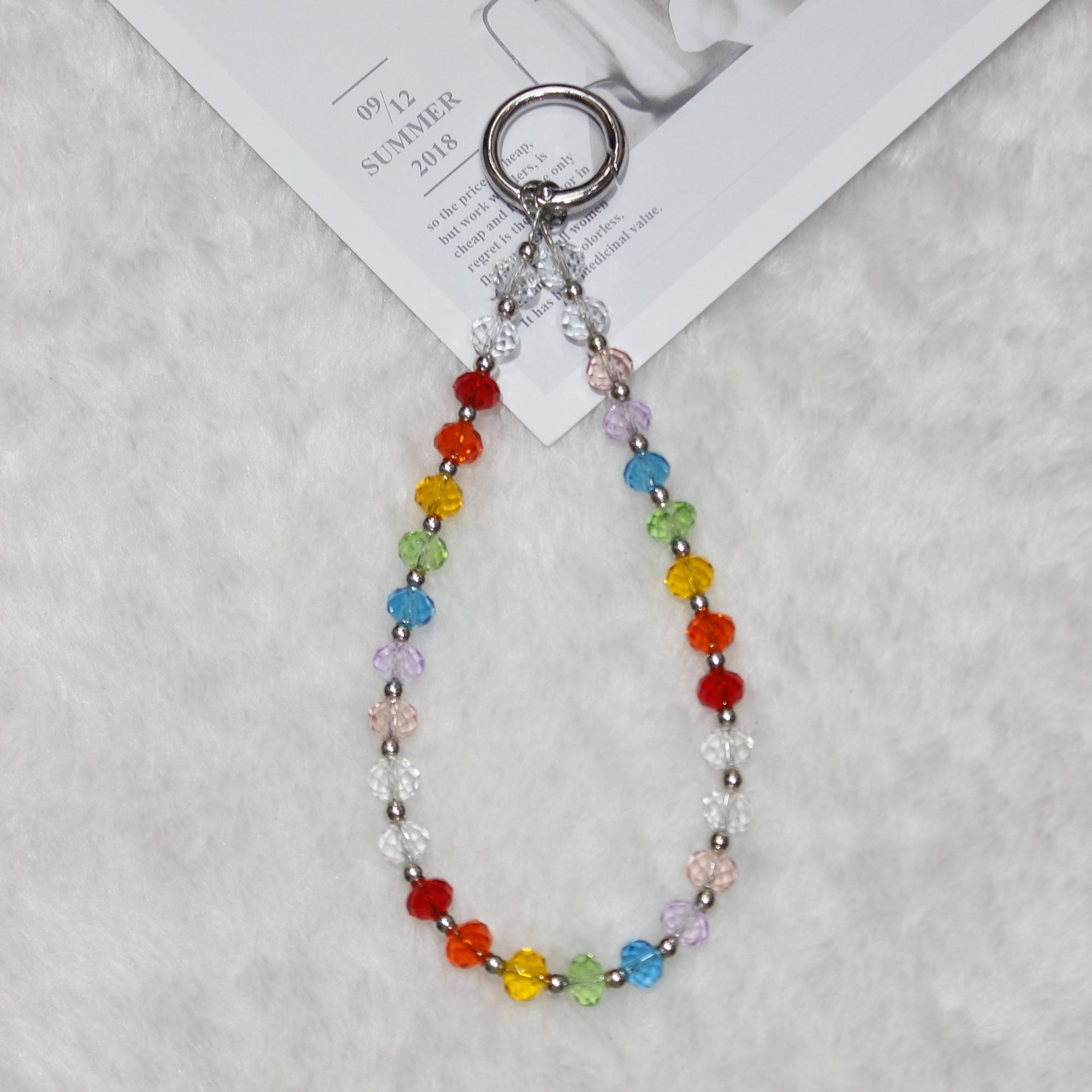 Cell Phone Lanyard 26cm Colored Beads Phone Chain Wrist Strap A