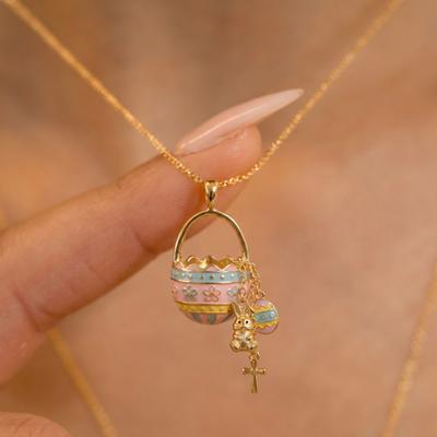 Easter Painted Basket Pendant Necklace Simple Versatile Light Luxury Collarbone Chain Girlfriend Gift