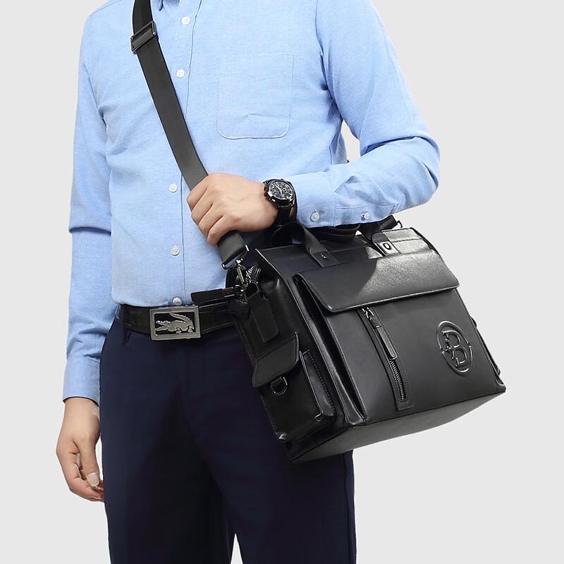 SCHWARZETIENNE Men s Genuine Leather Business Briefcase No Side Pocket