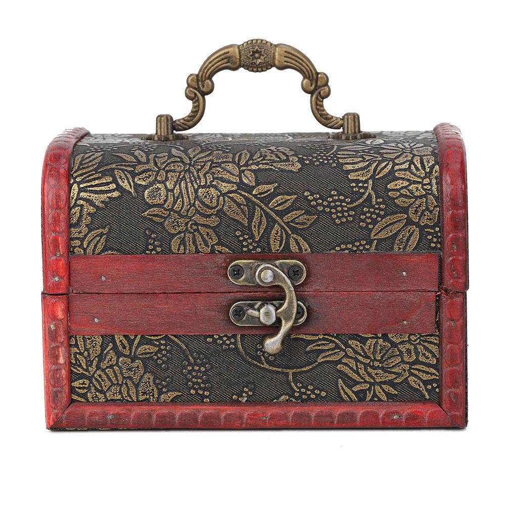 Vintage Square Jewelry Storage Box Handmade Wooden Decorative Display Case