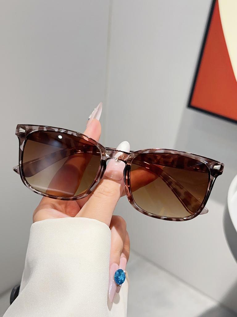 1Pc Fashionable and Trendy Basic Sunglasses, Retro Simple Large Square Frame, Suitable for Daily Wear and Driving