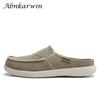 Men Half Slippers Canvas Shoes Luxury Designer Slip On Shoes Summer Breathable Lightweight Dropshipping