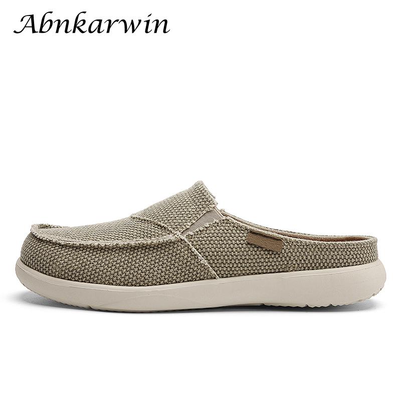 Men Half Slippers Canvas Shoes Luxury Designer Slip On Shoes Summer Breathable Lightweight Dropshipping